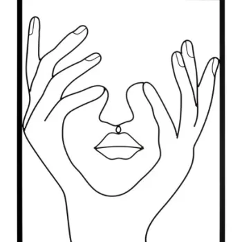 Decoratiune pentru perete, Mauro Ferretti, Simply Face, 50.5 x 1.3 x 61 cm, fier, negru imagine