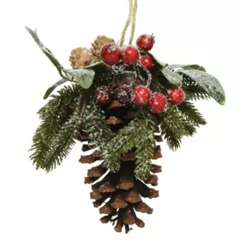 Decoratiune Pinecone and berries, Decoris, 12x20x25 cm, polietilena imagine
