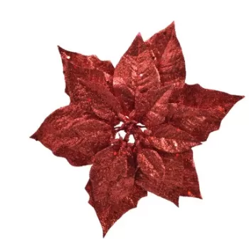 Decoratiune Poinsettia w glitter, Decoris, 23x7 cm, plastic, rosu imagine