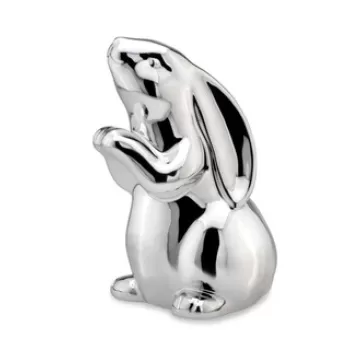 Decoratiune Rabbit, Hermann Bauer, 17x14x23 cm, portelan, argintiu imagine