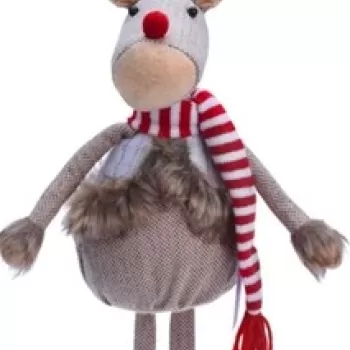 Decoratiune Reindeer in gray coat, 19x14x48 cm, poliester, multicolor imagine