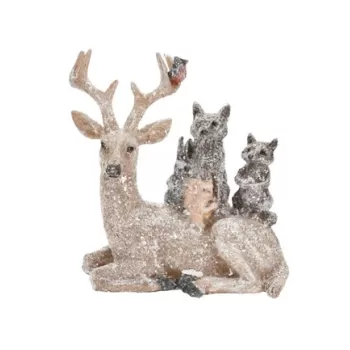 Decoratiune Reindeer, raccoon and rabbit, 13x7x15 cm, poliston imagine