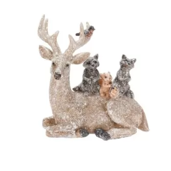 Decoratiune Reindeer, raccoon and squirrel, 13x7x15 cm, poliston imagine