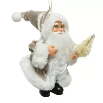 Decoratiune Santa tree, Decoris, 8x4x13 cm, poliester, argintiu imagine