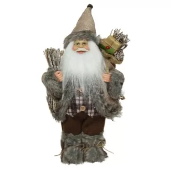 Decoratiune Santa w giftbag & branch, Decoris, 30x17x45 cm, poliester, multicolor imagine
