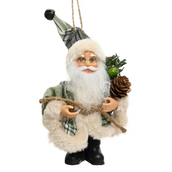 Decoratiune Santa w grey coat, Decoris, 10x5x13 cm, poliester, gri imagine
