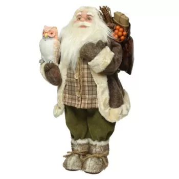 Decoratiune Santa w owl, Decoris, 16x21x45 cm, poliester, maro imagine