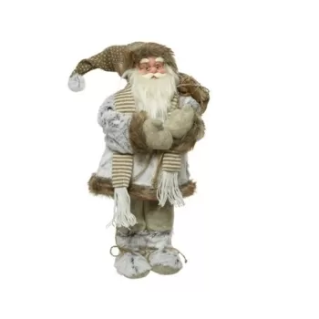 Decoratiune Santa w scarf, Decoris, H30 cm, poliester, maro imagine