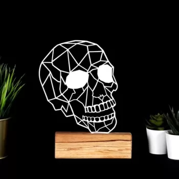 Decoratiune, Skull, 17x29x3.5 cm, Metal, Alb imagine