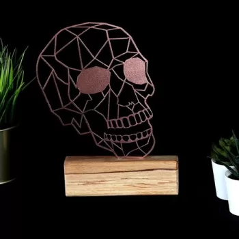 Decoratiune, Skull, 17x29x3.5 cm, Metal, Bronz imagine
