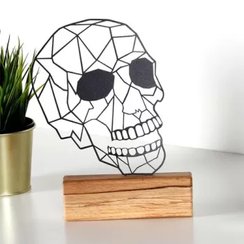 Decoratiune, Skull, 17x29x3.5 cm, Metal, Negru imagine
