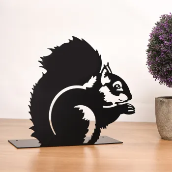 Decoratiune, Squirrel, 22x22 cm, Metal, Negru imagine