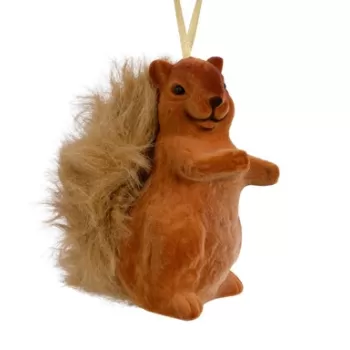 Decoratiune Squirrel w fluffy tail, Decoris, 5.5x8x10 cm, plastic, maro imagine