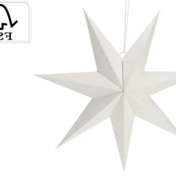 Decoratiune Star, 75x75x13 cm, hartie, alb imagine