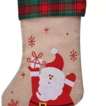 Decoratiune Stocking Santa, 26x43 cm, iuta, multicolor imagine