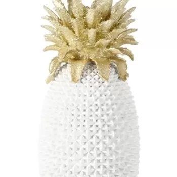 Decoratiune Surabaya Ananas, Bizzotto, 24.5 x 24 x 49.5 cm, polirasina, alb imagine