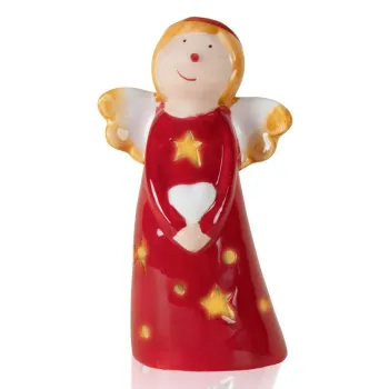 Decoratiune, SUS0164, 8x6x14 cm, Ceramica, Rosu/Alb imagine