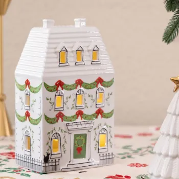 Decoratiune, SUS0224, 12x7x19 cm, Ceramica, Rosu/Alb imagine