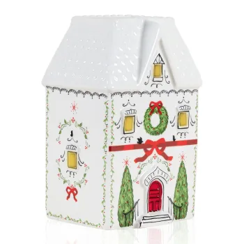 Decoratiune, SUS0231, 11x9x18 cm, Ceramica, Rosu/Alb imagine