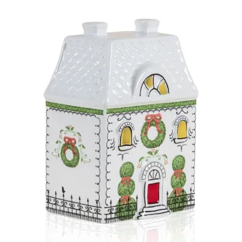 Decoratiune, SUS0232, 10x7x15 cm, Ceramica, Rosu/Alb imagine