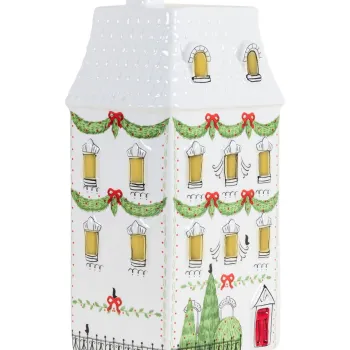 Decoratiune, SUS0233, 11x9x22 cm, Ceramica, Rosu/Alb imagine