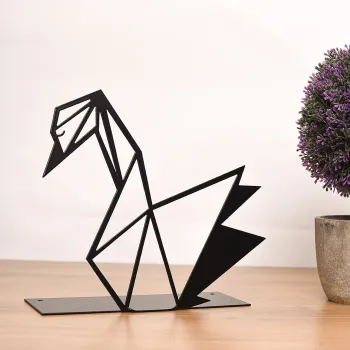 Decoratiune, Swan, 20x15 cm, Metal, Negru imagine