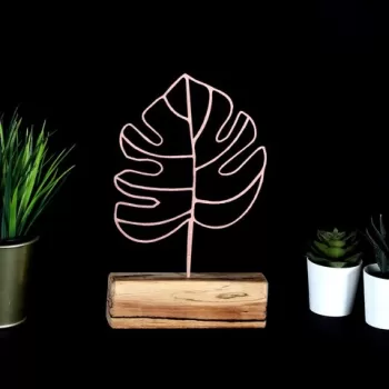 Decoratiune, Thin Leaf, 17x28x3.5 cm, Metal, Bronz imagine