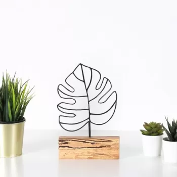 Decoratiune, Thin Leaf, 17x28x3.5 cm, Metal, Negru imagine
