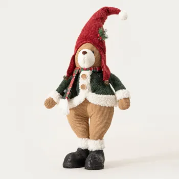 Decoratiune ursulet cu caciula Tartan, Homla, 68 cm, poliester, multicolor imagine