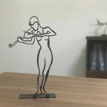 Decoratiune, Violinist Pod, 19x30 cm, Metal, Negru imagine