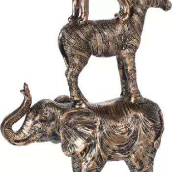 Decoratiune Wild animals, 18x6x27 cm, poliston, auriu imagine