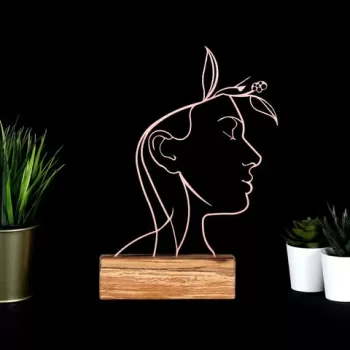 Decoratiune, Woman, 17x32x3.5 cm, Metal, Bronz imagine