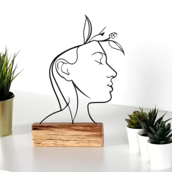 Decoratiune, Woman, 17x32x3.5 cm, Metal, Negru imagine