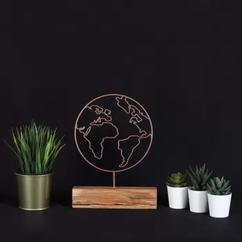 Decoratiune, World, 22x30x3.5 cm, Metal, Bronz imagine
