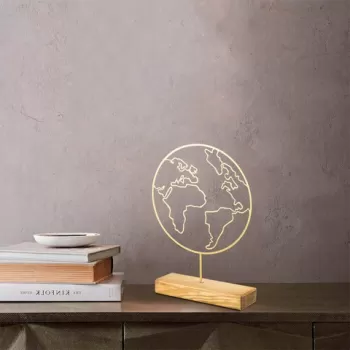 Decoratiune, World, 28x40x4 cm, Metal, Aur imagine