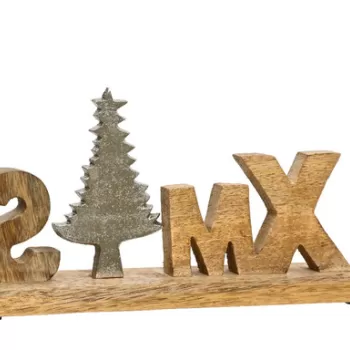 Decoratiune Xmas, Decoris, 26x5x13 cm, lemn de mango imagine