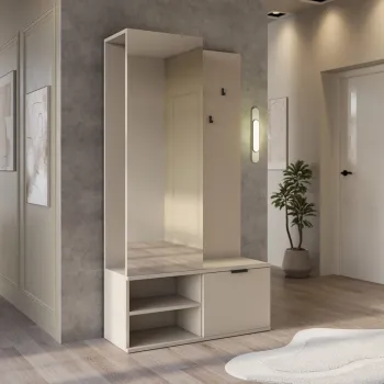 Dulap cu pantofar, cuier si oglinda ELTAP, Oturra, 100x35x189 cm, PAL, casmir imagine