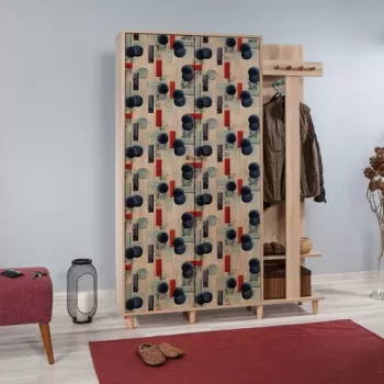 Dulap cu pantofar si cuier Garmanto 135-520, Vella, 135x36x194 cm, multicolor imagine