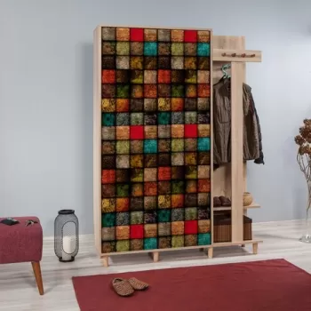 Dulap cu pantofar si cuier Garmanto 135-723, Vella, 135x36x194 cm, multicolor imagine