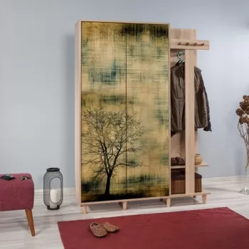 Dulap cu pantofar si cuier Garmanto 135-729, Vella, 135x36x194 cm, multicolor imagine