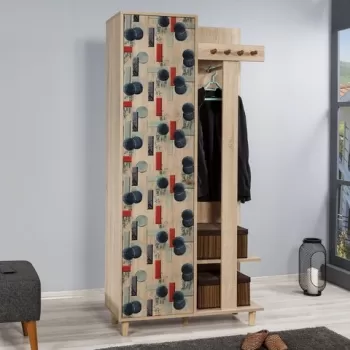 Dulap cu pantofar si cuier Garmanto 90-520, Vella, 90x36x194 cm, multicolor imagine