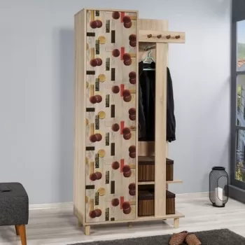 Dulap cu pantofar si cuier Garmanto 90-521, Vella, 90x36x194 cm, multicolor imagine