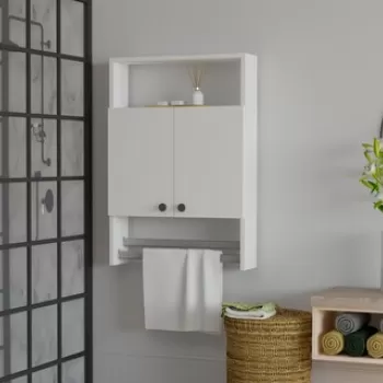 Dulap de baie cu suport prosop Banyo, Puqa Design, 60x15x87 cm, alb imagine