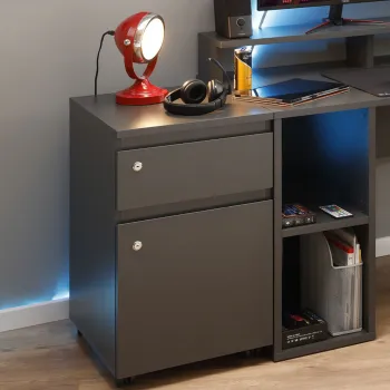 Dulap de birou cu roti si cheie File Guard, Inter Link, 44x51.3x76.9 cm, lemn, antracit imagine