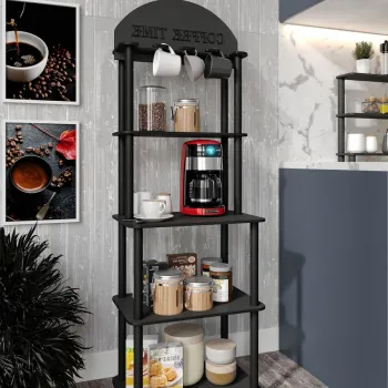 Dulap de bucatarie, Hanah Home, Lungo, 30x50x140 cm, MDF , Negru imagine