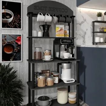 Dulap de bucatarie, Hanah Home, Time, 34x69x140 cm, MDF , Negru imagine