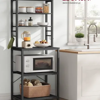 Dulap de bucatarie Industrial Baker, Vasagle, 60x40x167 cm, PAL/otel, gri carbune imagine