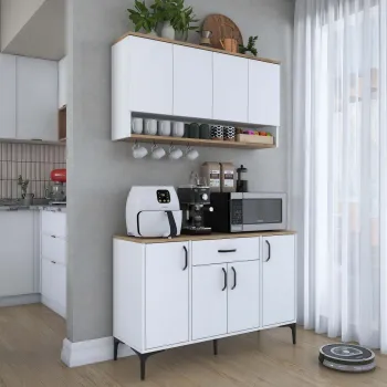 Dulap de bucatarie, Rani, JE203, 120x140 cm, PAL, Nuc/Alb imagine