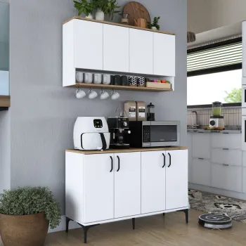 Dulap de bucatarie, Rani, JE204, 120x140 cm, PAL, Nuc/Alb imagine