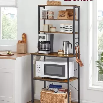 Dulap de bucatarie, Vasagle, 60 x 40 x 167 cm, PAL/otel, maro rustic imagine